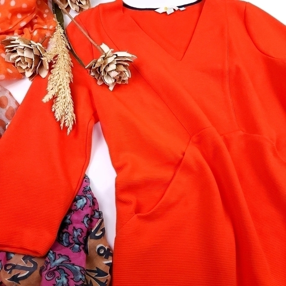 BODEN Orange Cream Thick Knit Pocketed Dress Sz 12R - Picture 10 of 13